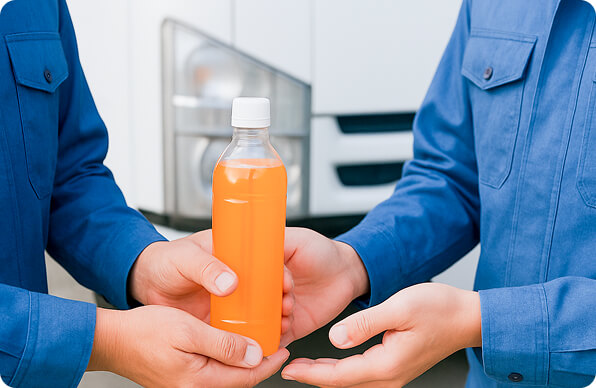 ジュースを渡す様子